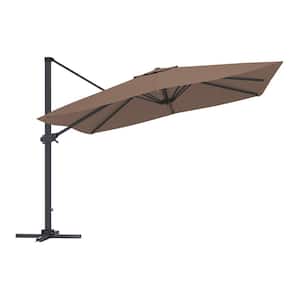 11 ft. Patio Umbrella Outdoor Square Double Top Umbrella in Brown(without Umbrella Base)