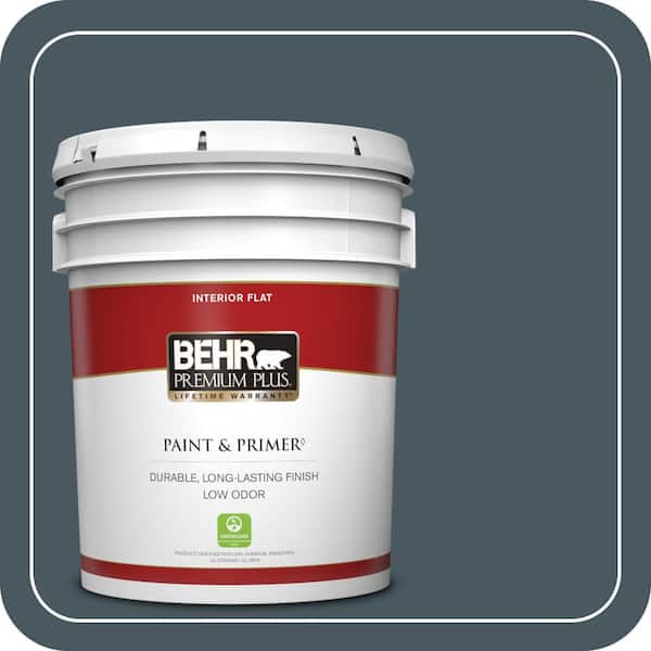 BEHR PREMIUM PLUS 5 gal. #S470-7 Undersea Flat Low Odor Interior Paint & Primer