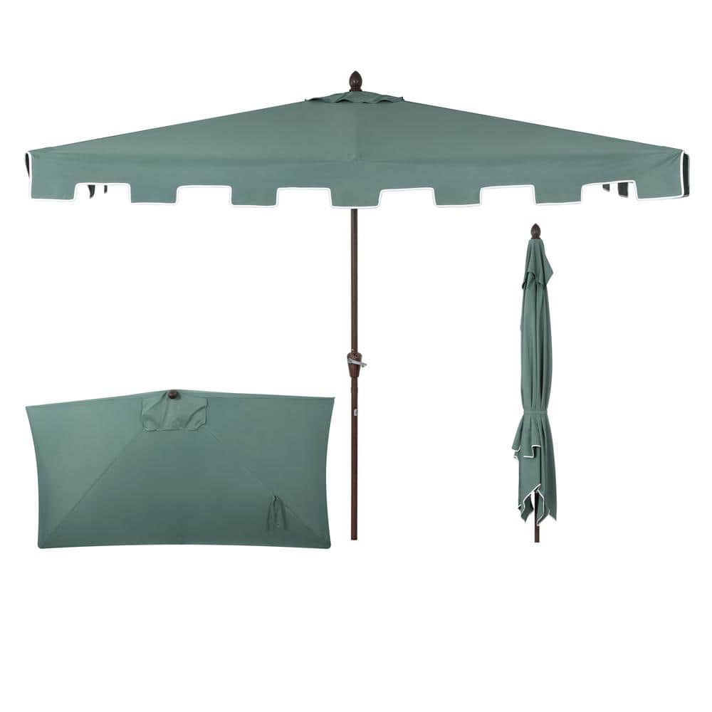Sidney 9 ft. Green Aluminum MidCentury Patio Umbrella with Crank