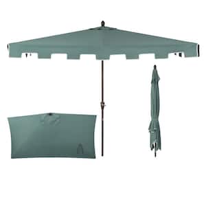 Sidney 9 ft. MidCentury Rectangular Half Market Patio Umbrella with Crank, Wind Vent and UV Protection in Green/White