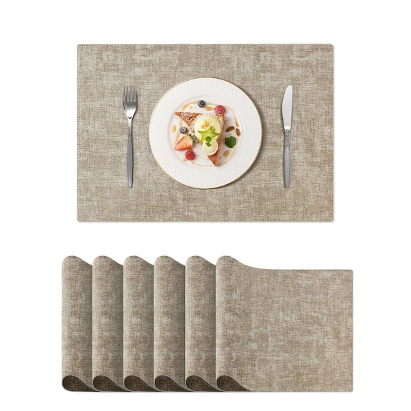 11.8 in. W x 16.9 in. H Grey Leather Heat Resistant Placemats (Set of 6) for Dining Tables
