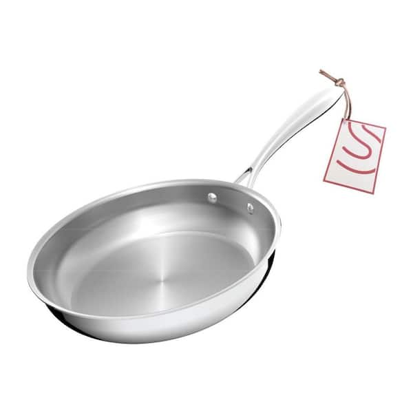 5-Ply Stainless Steel 1-Piece Frying Pan Silver Skillet Dishwasher and Oven Safe Induction Cooktop Set