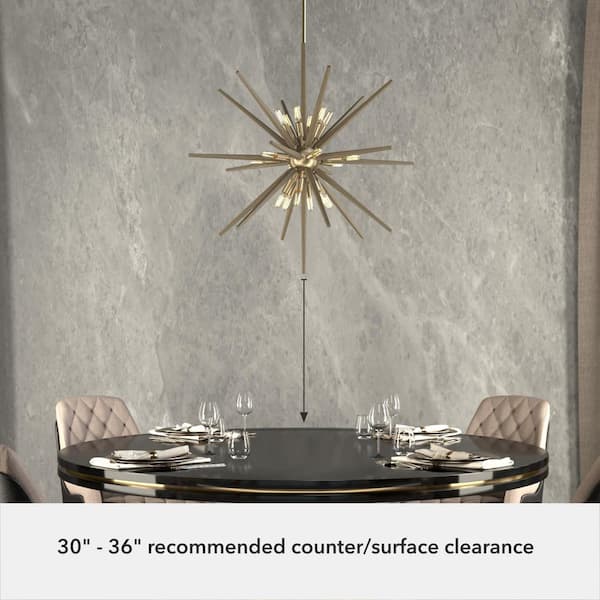 Hunter Jupiter Star 18-Light Alturas Gold Mid-century Sputnik LED Large Hanging Kitchen Island Light
