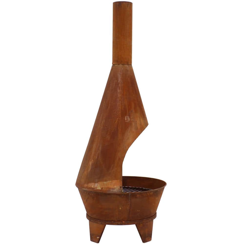 75'' Bronze Cold-Rolled Steel Wood-Burning Chiminea Fire Pit