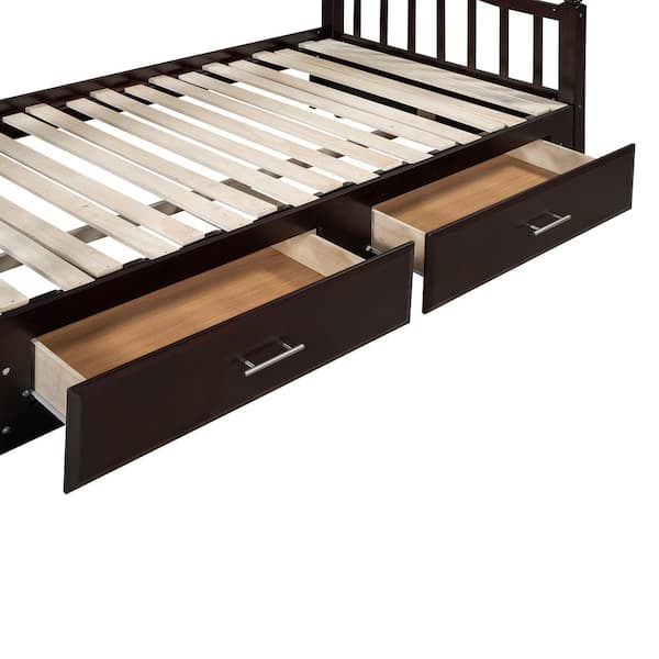 Harper & Bright Designs Convertible Espresso ​Wood Twin Size