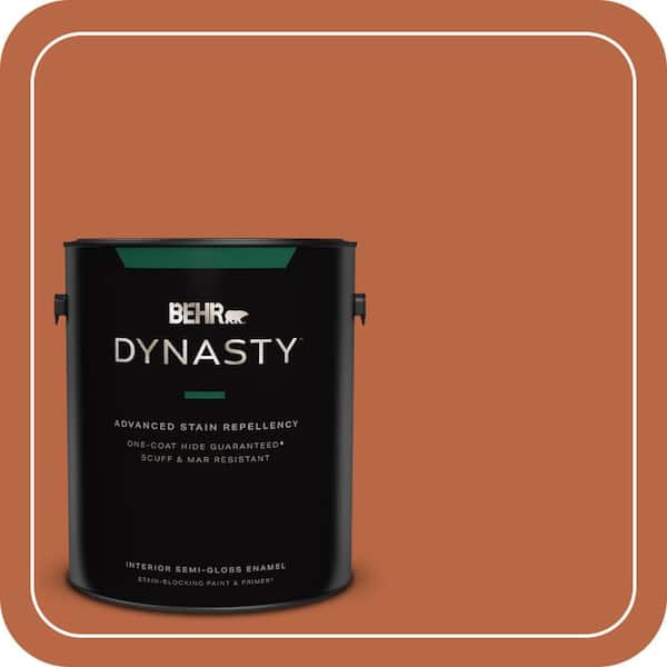 BEHR DYNASTY 1 gal. Home Decorators Collection #HDC-FL15-01 Pumpkin Drizzle Semi-Gloss Enamel Interior Stain-Blocking Paint & Primer