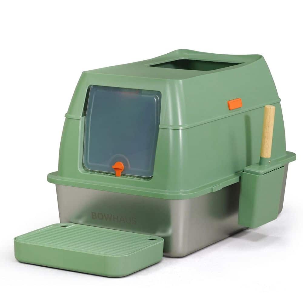 Green High Sided 23.6 in.  L x 15.7 in.  W Enclosed Stainless Steel Cat Litter Box with Lid price history on PriceWatchPro