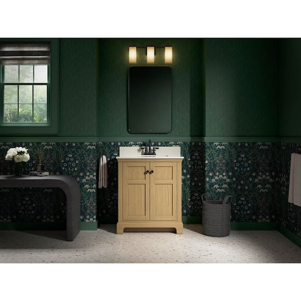 Baskin 30 in. Single Sink Light Oak Bath Vanity with Bianco Bella Quartz Top