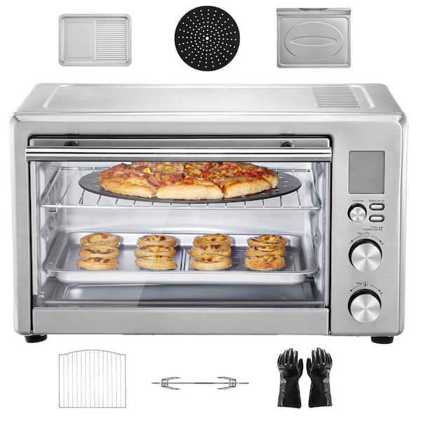 10-in-1 Convection Oven 28 l/29.6 qt. Multifunctional Countertop Oven 1800-Watt Silver, Toaster Oven w/ Front Glass Door