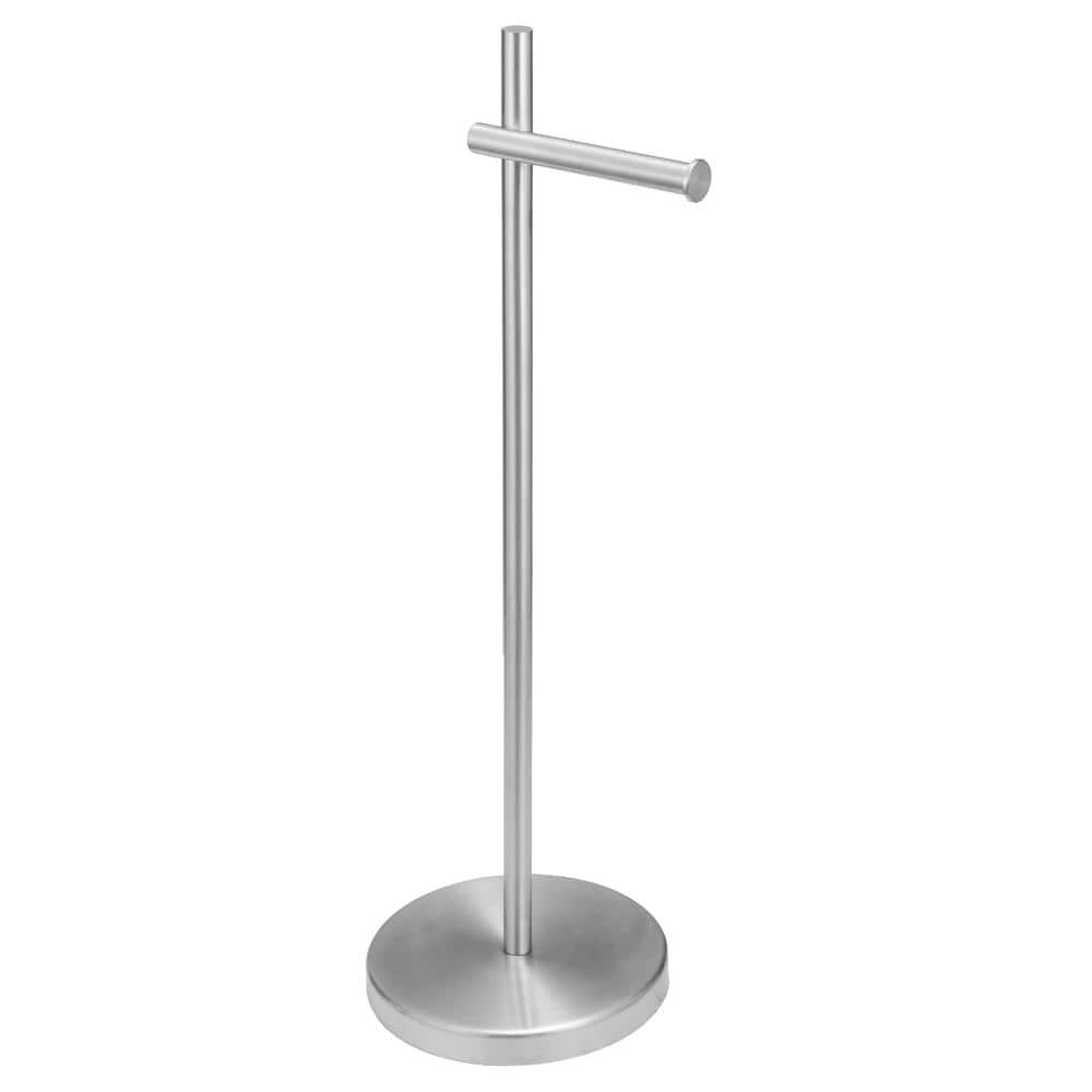 BWE Round Free Standing Toilet Paper Holder in Brushed Nickel