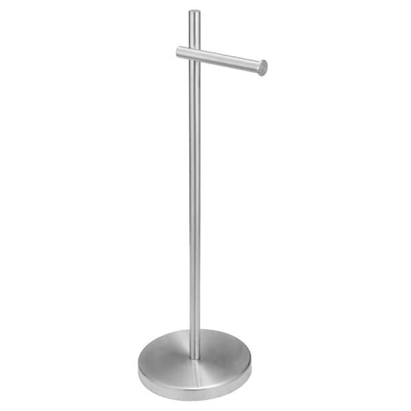 BWE Round Free Standing Toilet Paper Holder in Brushed Nickel