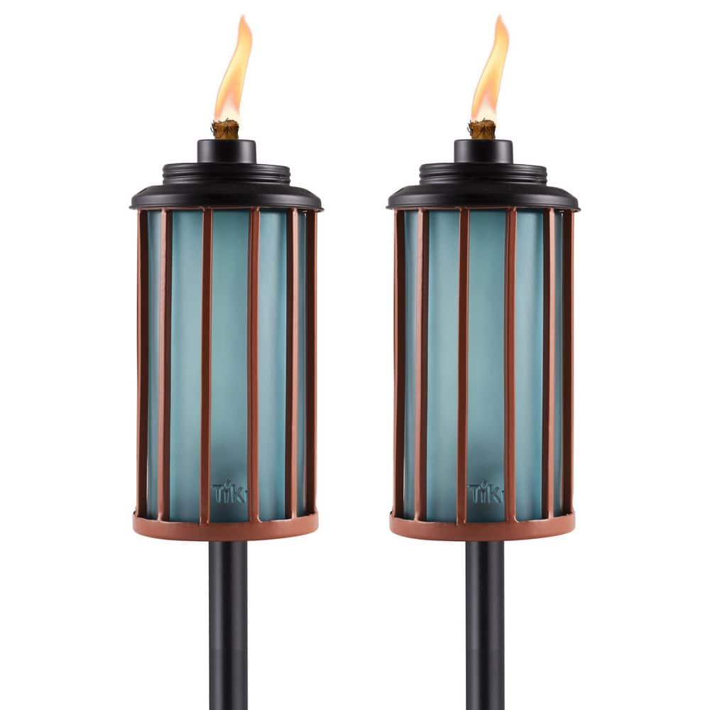 TIKI 65 in. Easy Install Torch Retro Stripe Glass (2Pack) 1122119