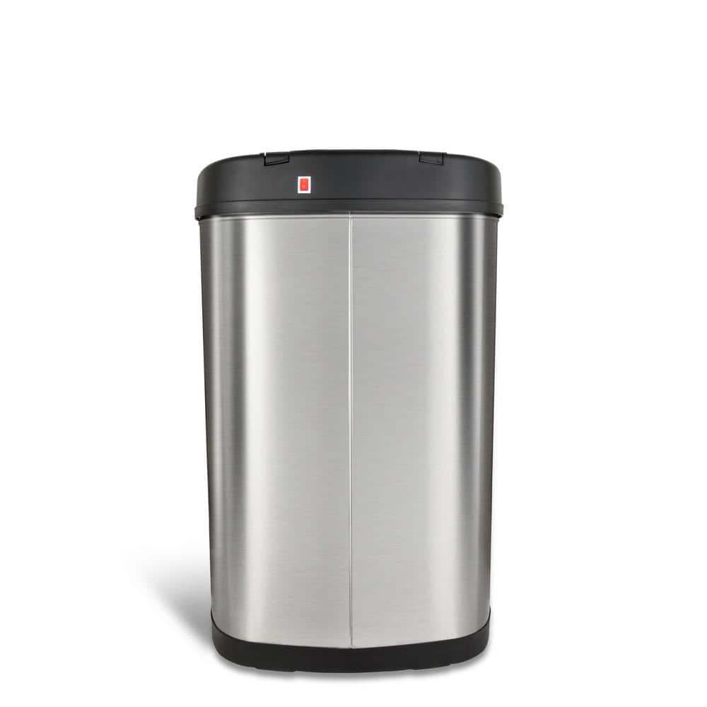 13.2 Gallon Stainless Steel Touchless Sensor Trashcan, Silver/Black
