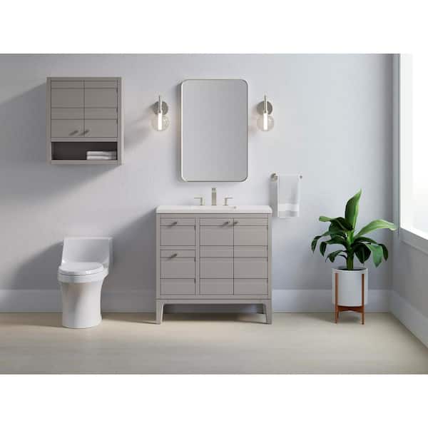 KOHLER Helst 36.06in. Single Sink Freestanding Mohair Grey Bath Vanity with White Quartz Top Assembled
