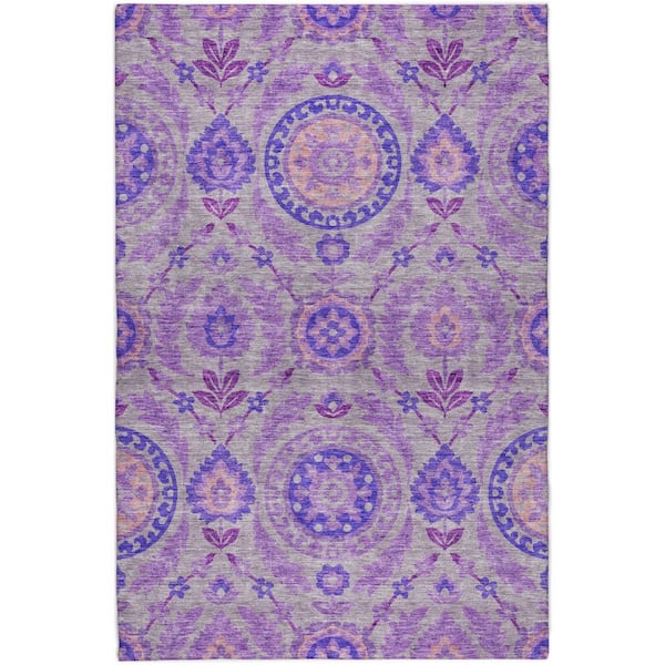 Dream Shag Premium Machine Washable Abstract ADS751 Lavender 5 ft. x 7 ft. 6 in. Area Rug