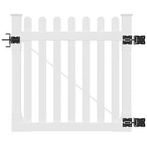 4 ft. x 4 ft. Premium Vinyl Classic Picket Fence Gate with Powder Coated Stainless Steel Hardware