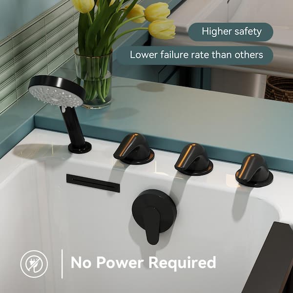 49 in. x 26 in. Right Drain Quick Fill Walk-In Soaking Bathtub in White/Black