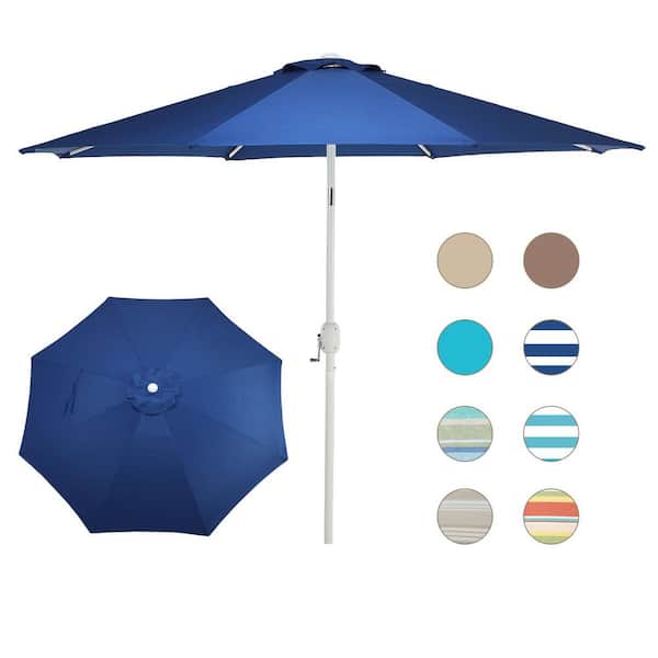 Aoodor 9 ft. Aluminum Market Patio Umbrella with Crank and Tilt in Dark Blue