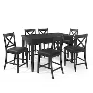Staley 7-Piece Black Counter Height Dining Set