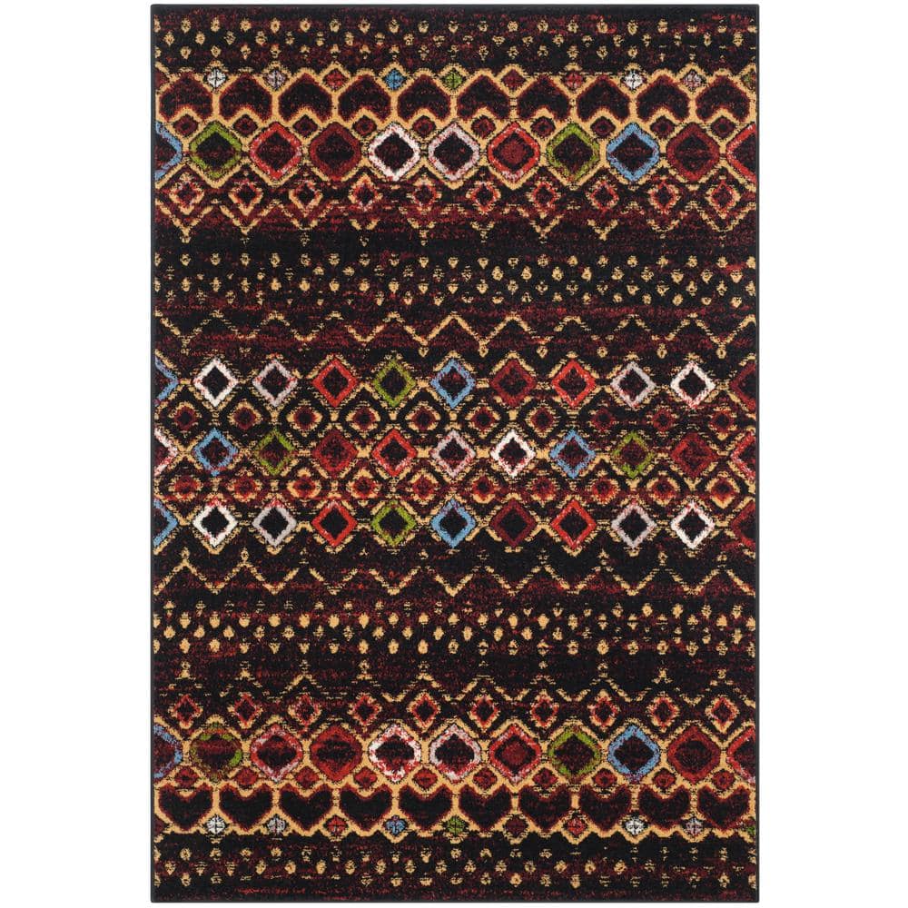 Hand-Knotted Elegance Synthetic Black Rectangular Rug