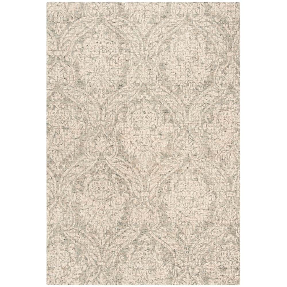 Harmony Abstract Hand-Tufted Wool Round Rug in Gray - 59"