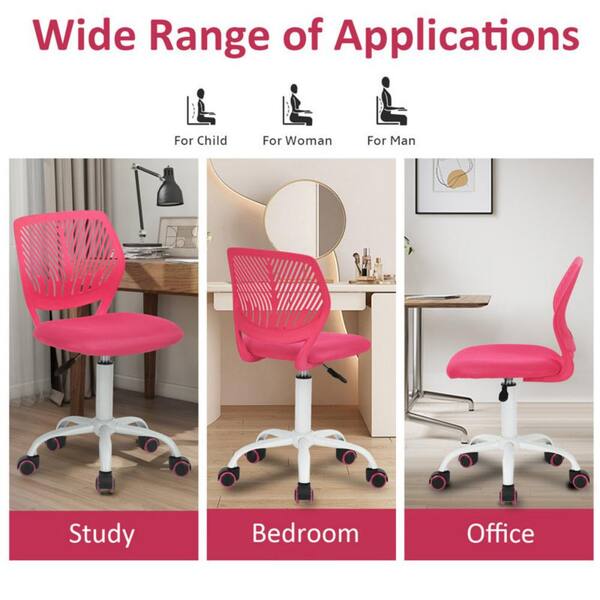 Homy Casa Carnation Rose Middle Back Mesh Seat Swivel Task Chair