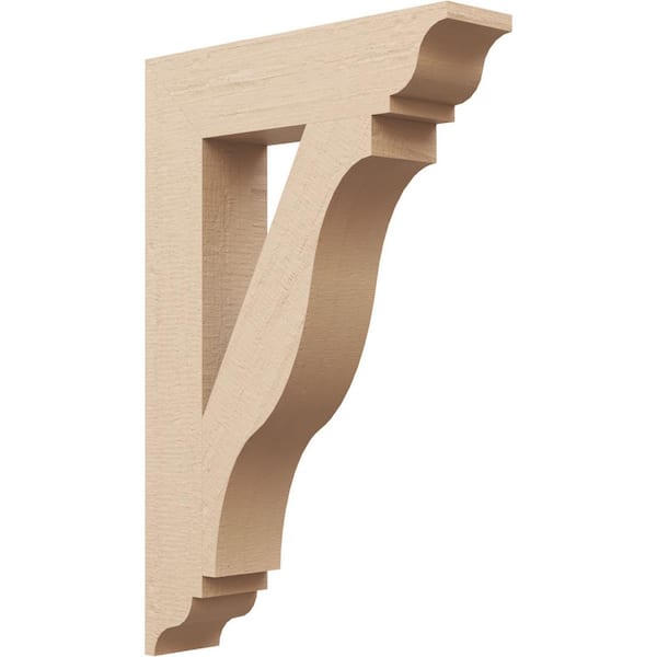 Ekena Millwork 3.5 in. x 24 in. x 16 in. Funston Traditional Rough Cedar Woodgrain Timberthane Polyurethane Bracket, Primed Tan