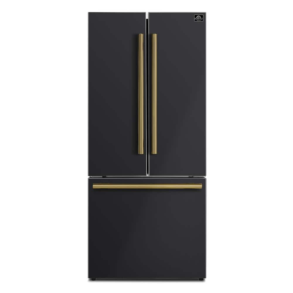 Espresso Gallipoli 30 in. French Door Black Refrigerator, 17.5 cu. ft. Capacity with Ice Maker