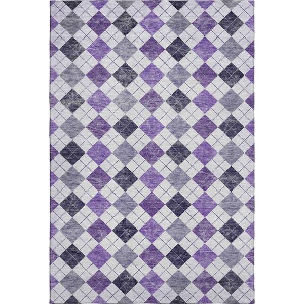 Mayfield Premium Machine Washable Abstract AMF2237 Plum 9 ft. x 12 ft. Area Rug