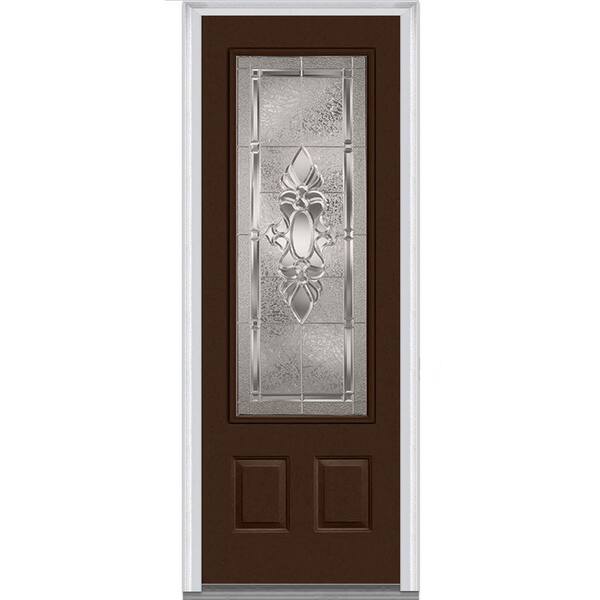 MMI Door 36 in. x 96 in. Heirloom Master Left-Hand Inswing 3/4-Lite Decorative Painted Fiberglass Smooth Prehung Front Door