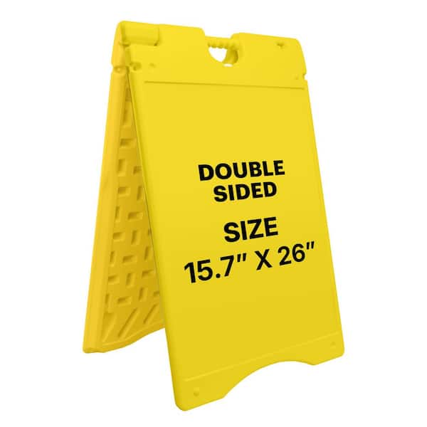 A Frame Sandwich Board-15.7 x 26 in. Display Sidewalk Sign with PVC Sign Protector (Yellow)