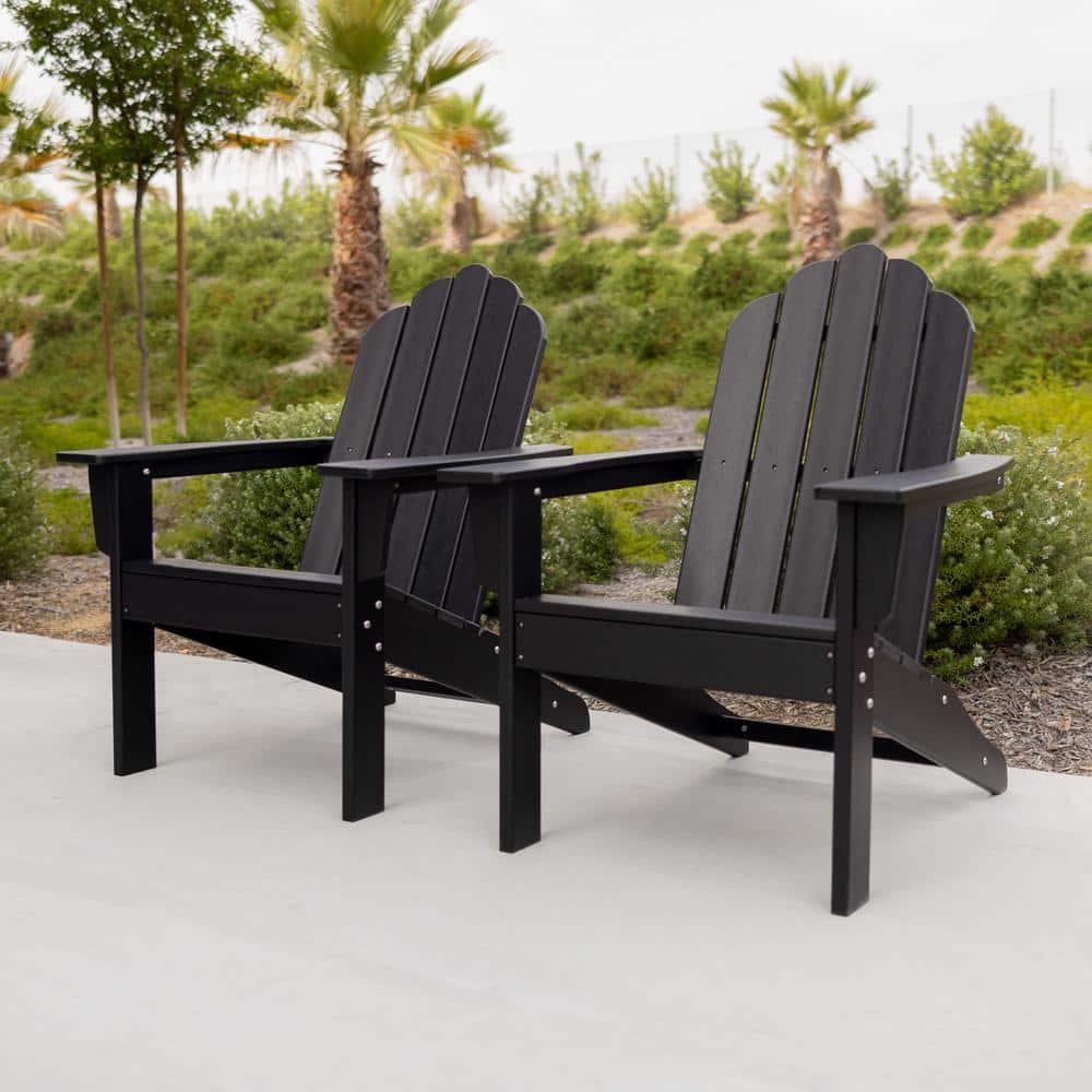 LuXeo Marina Black Plastic Outdoor Patio Adirondack Chair (2Pack) LUX