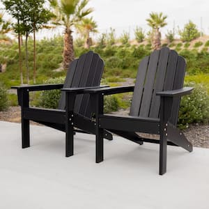 Marina Black Plastic Outdoor Patio Adirondack Chair (2-Pack)