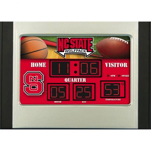 Team Sports America North Carolina State University 6.5 in. x 9 in. Scoreboard Alarm Clock with TemperatureDISCONTINUED