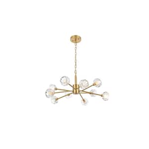 Timeless Home 30 in. 10-Light Gold And Clear Pendant Light