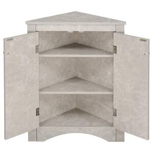 18 in. L x 18 in. W x 32 in. H in White Marble Triangle Storage Cabinet with Adjustable Shelves, Ready to Assemble