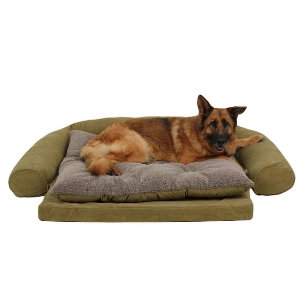 Unbranded Large Ortho Sleeper Comfort Couch Pet Bed with Removable Cushion - Sage