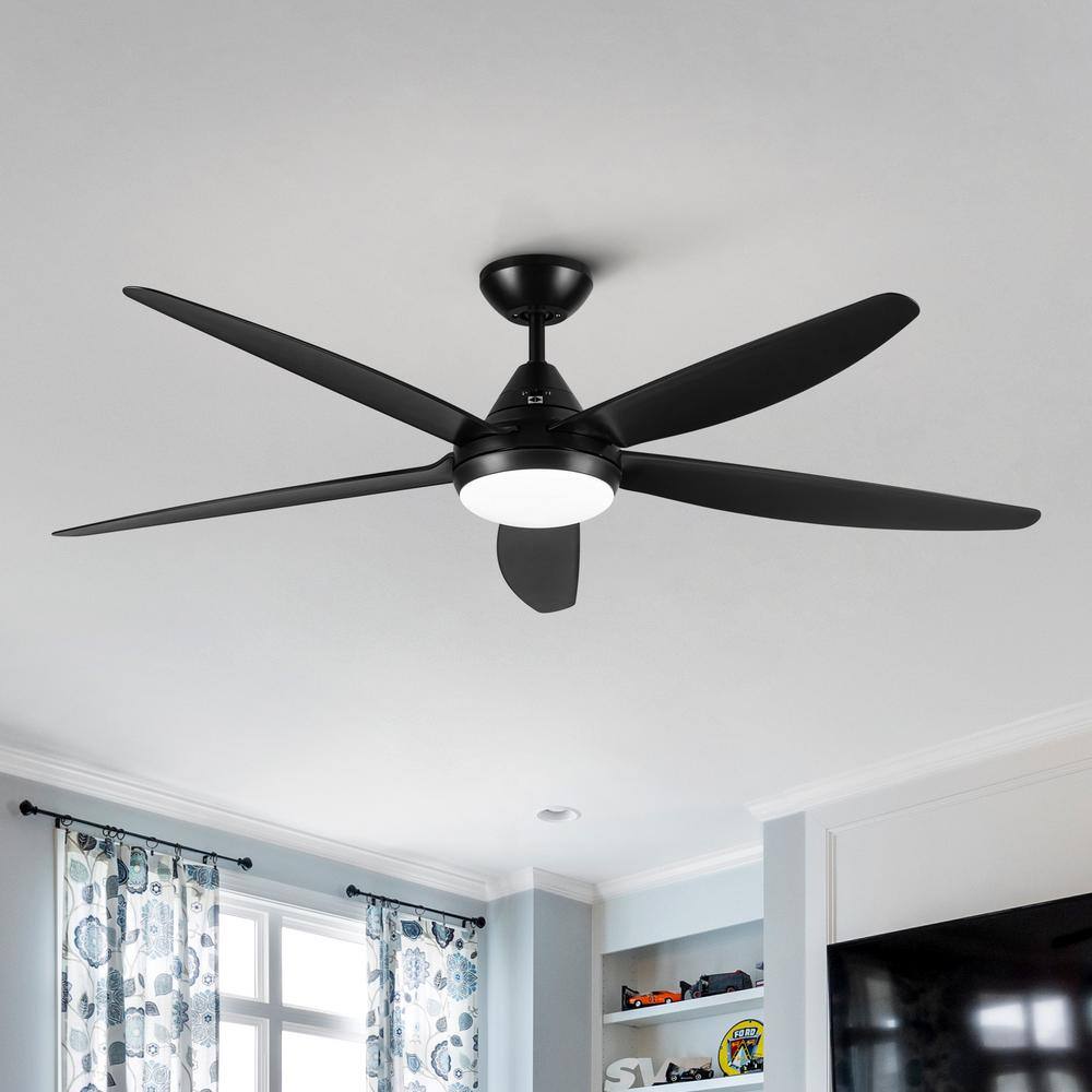 Nestfair 56 in. Intergrated LED Indoor Black Ceiling Fan with Remote ...