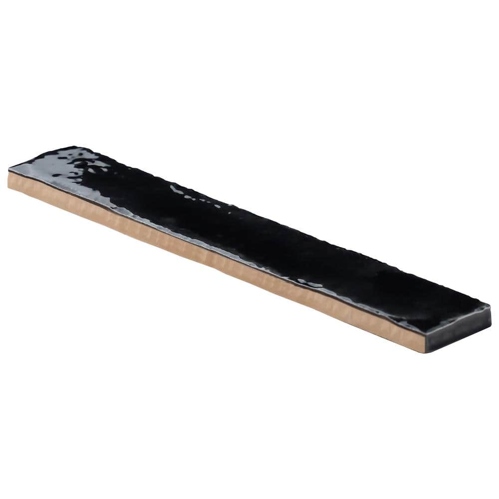 Virtuo Black Crackled Ceramic Subway Wall Tile