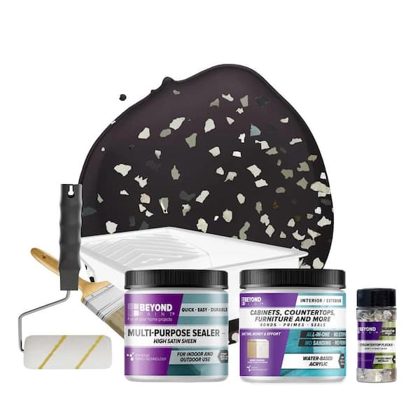 BEYOND PAINT Licorice Flat Countertop Kit with Smoked Gray Flecks