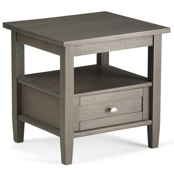 Simpli Home Warm Shaker Solid Wood 20, White Shaker End Table