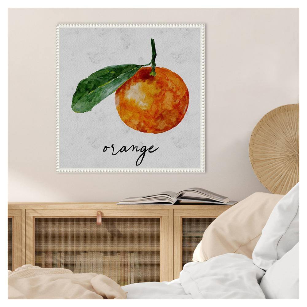 Summertime Citrus I Watercolor Orange Canvas Print with White Frame