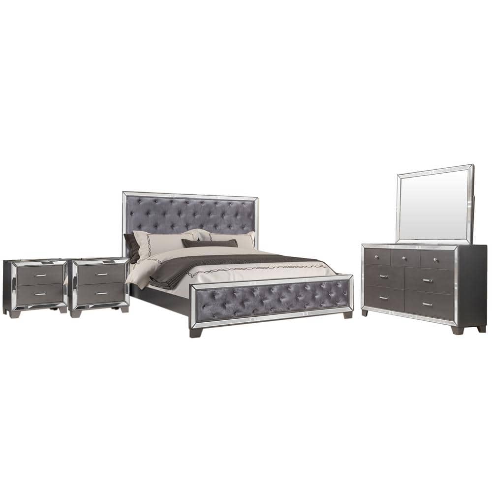 Best Master Furniture Barbara Traditional Sedona Silver King Bedroom Set (5-Piece) -  B1004EKSET