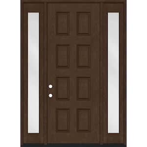 Regency 64 in. x 96 in. 8-Panel RHIS Hickory Stain Mahogany Fiberglass Prehung Front Door w/Dbl 12in. Sidelites