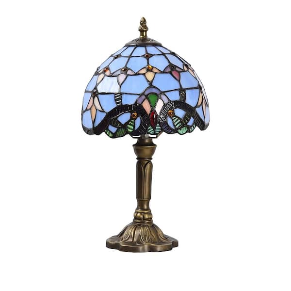 Latepis Decorative 14.6 in. Multicolored Tiffany-Style Table Lamp Bronze Finish Lamp