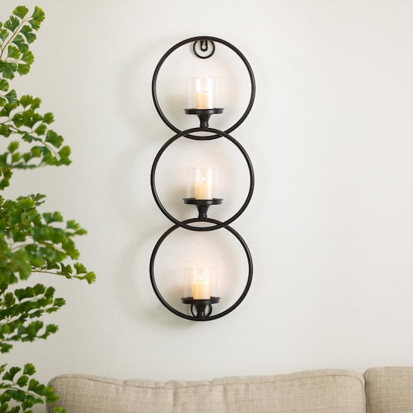 SULLIVANS 25 in. Black Metal Wall Sconce MET2033 The Home Depot