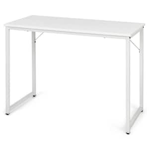 40 in. Rectangle White Wood Computer Desk Writing Workstation Study Laptop