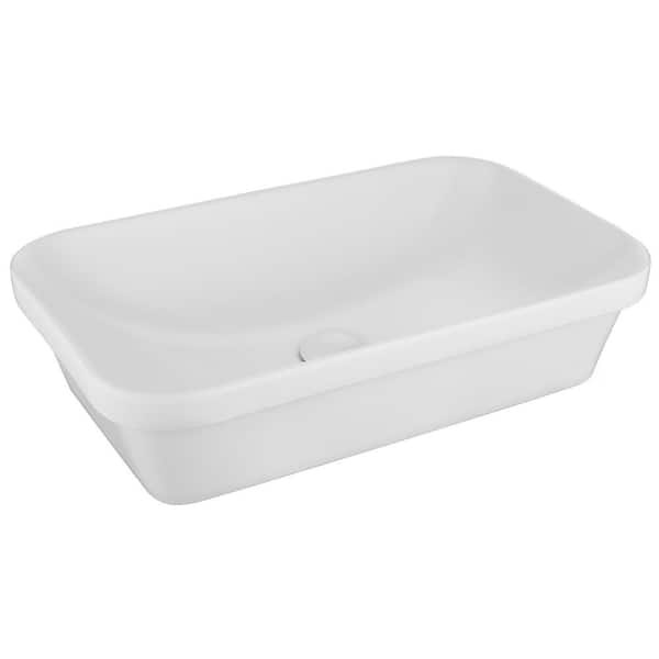 WELLFOR 24 in. Above Counter Ceramic Bathroom Sink in White