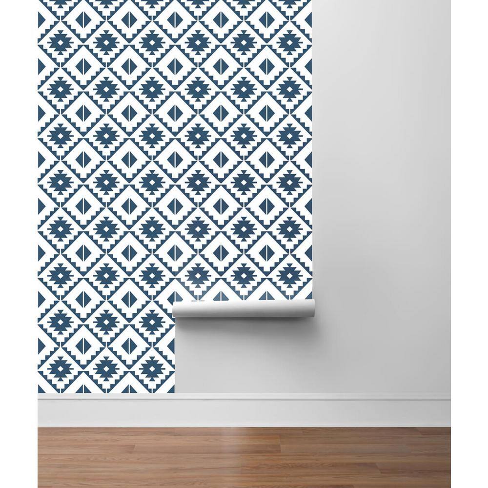 Navy Blue Southwest Tile Peel and Stick Wallpaper