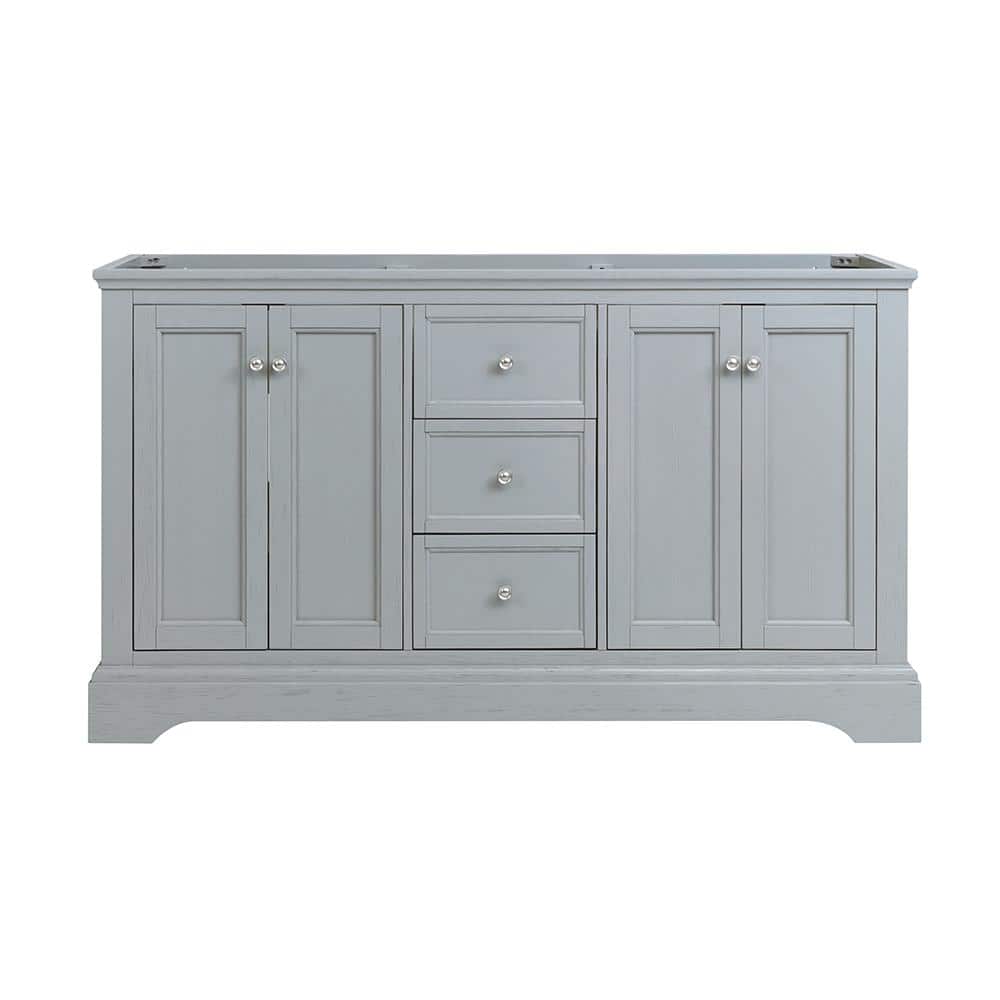 Gray Double Freestanding Wood Bathroom Vanity Cabinet